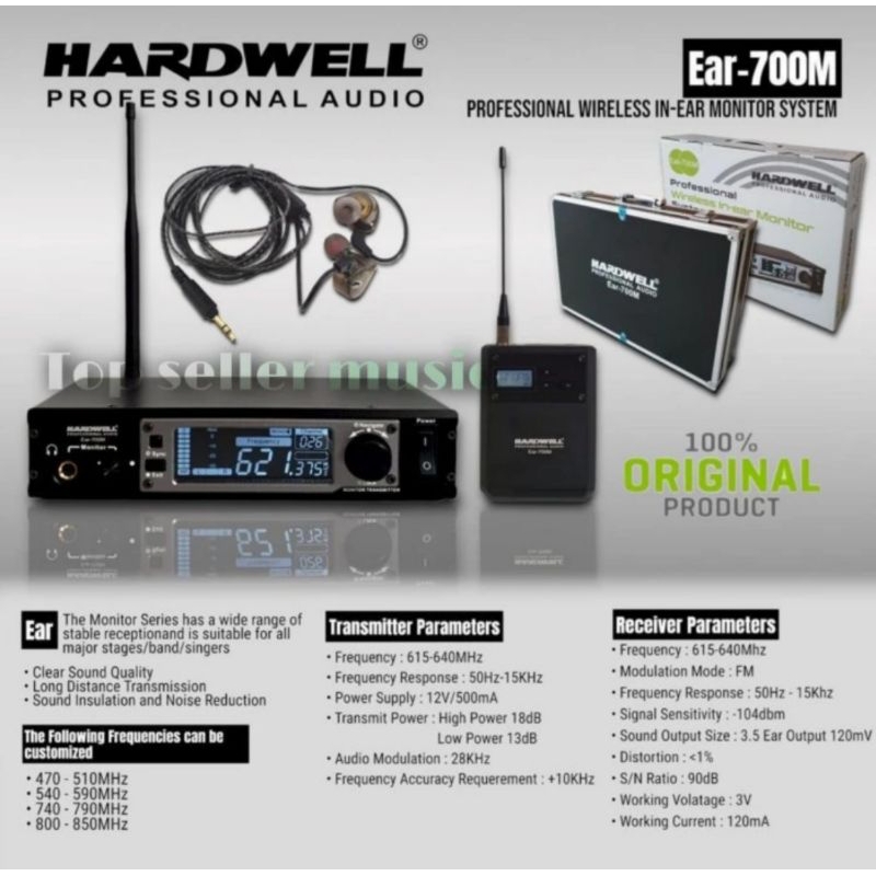 Mic Wireless Hardwell EM300 EM 300 Original Headshet Clip On