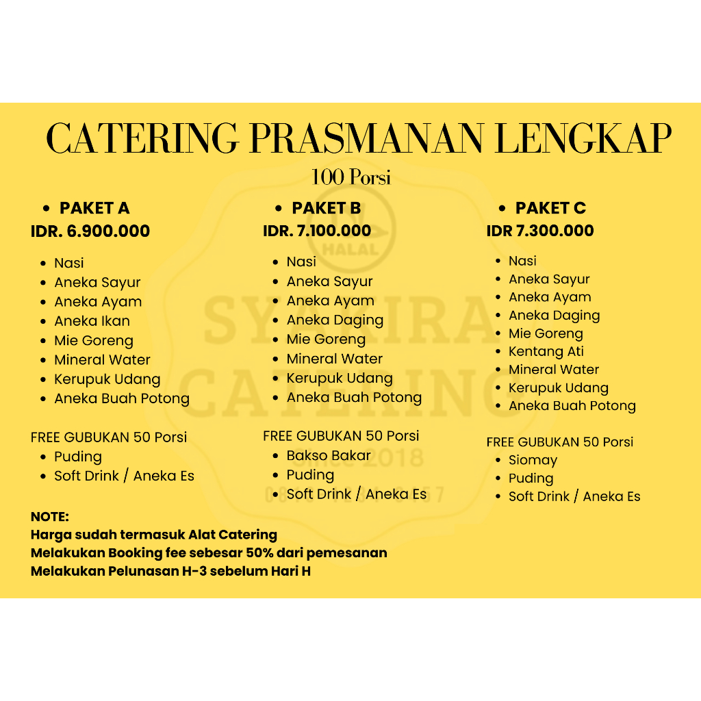 

PRASMANAN MURAH FREE ALAT DAN GUBUKAN B // CATERING PRASMANAN MURAH JAKARTA // CATERING PRASMANAN // CATERING JAKARTA MURAH // PRASMANAN PERNIKAHAN // CATERING NIKAHAN // PRASMANAN ACARA // CATERING SYUKURAN // SYAKIRA CATERING