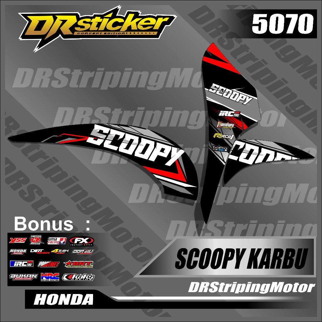 Stiker Motor Scoopy Karbu 2010 2011 2012 2013 - Striping Sticker Variasi Lis Skotlet Racing