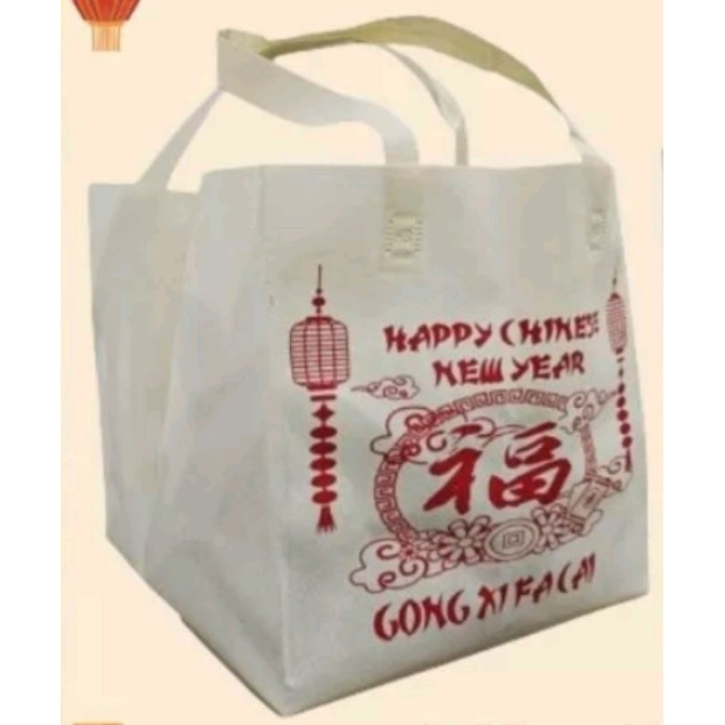 

Tas Spunbond tema Imlek Happy chinese new year merah Goodie bag printing qong xi fa cai tas kado jajan