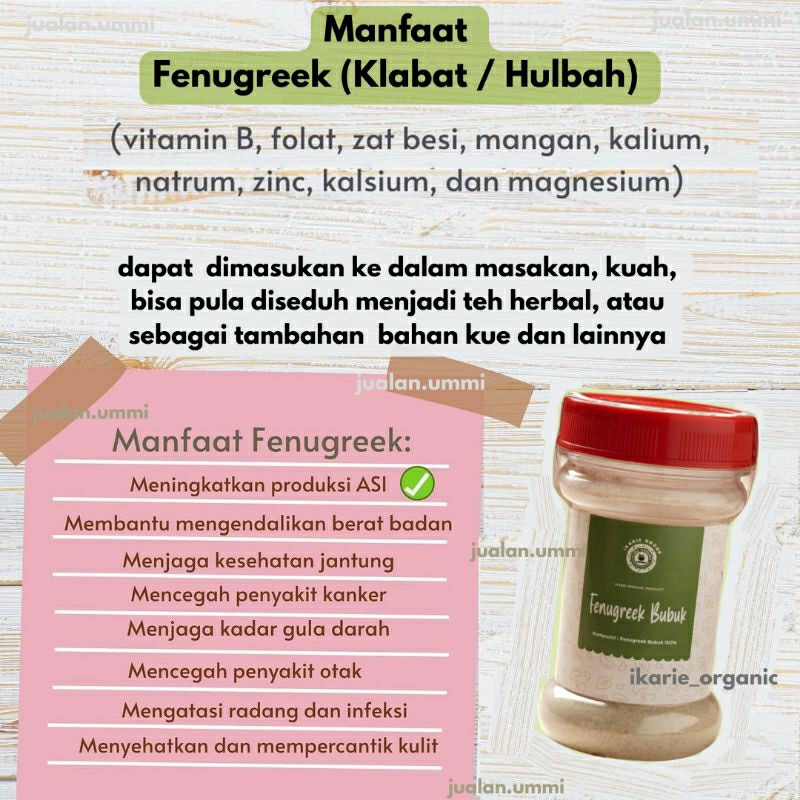 

fenugreek ikarie organic / klabat bubuk / hulbah