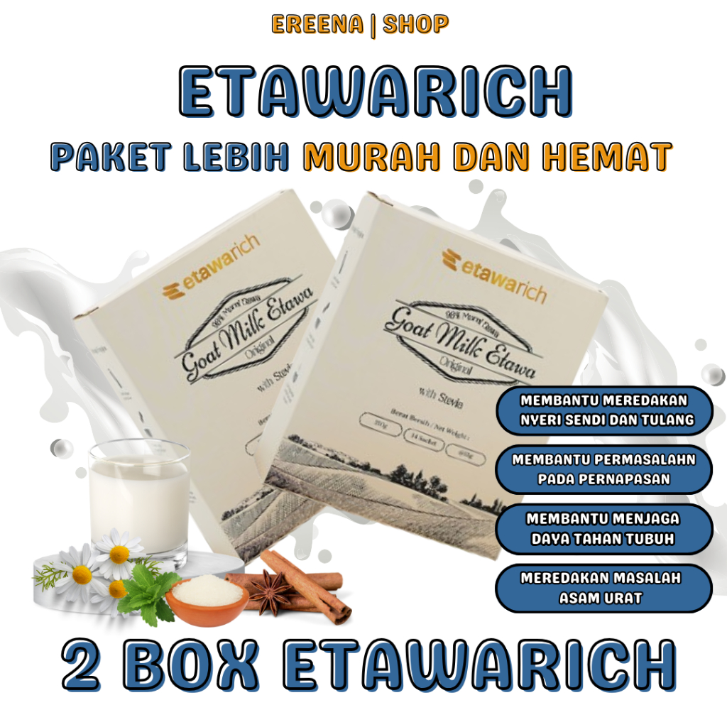 

Etawarich Paket Sehat Isi 2box Susu Kambing Etawa Terapi Alami untuk Nyeri Sendi Anda