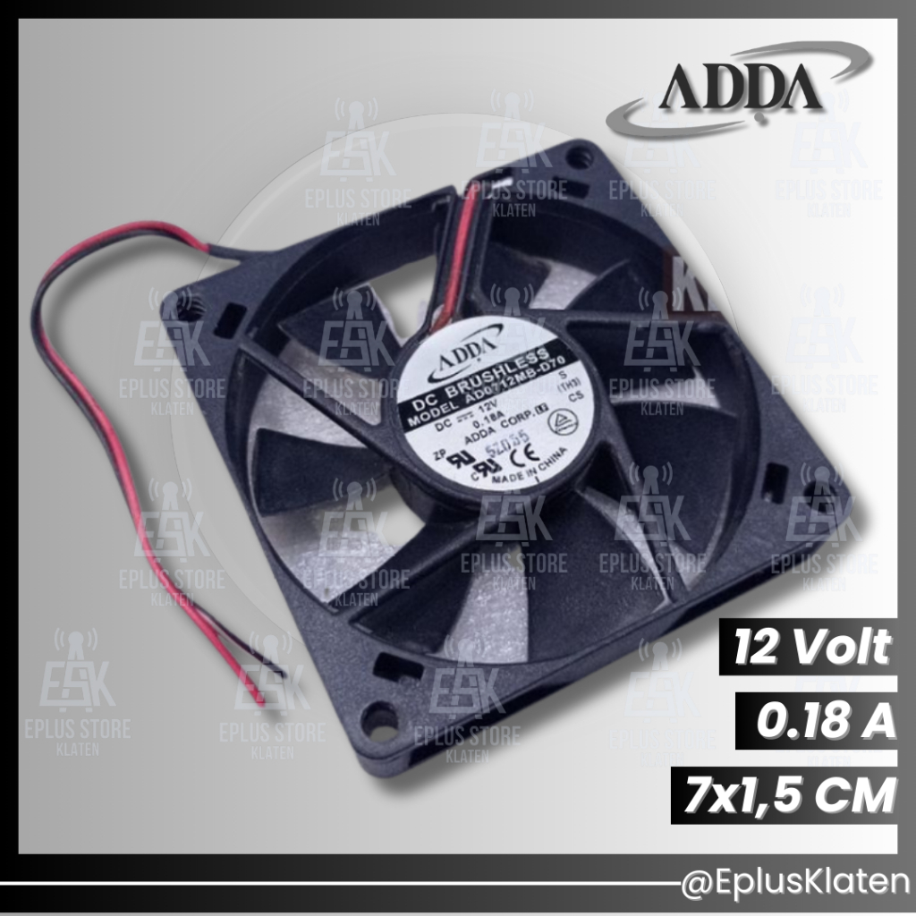kipas fan dc 7cm 12V 0.18A ADDA slim fan 2pin 7x1.5cm kp200