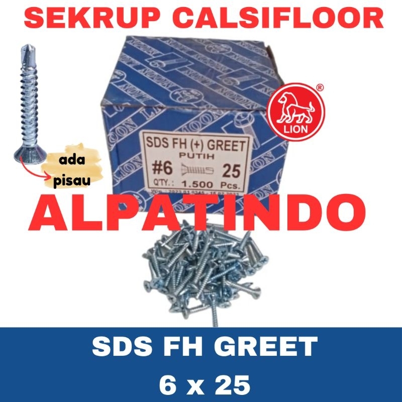 Sekrup Calsifloor 6 x 25 / Sekrup Rofing Obeng / Sekrup Listplank GRC / SDS FH Greet 6 x 25