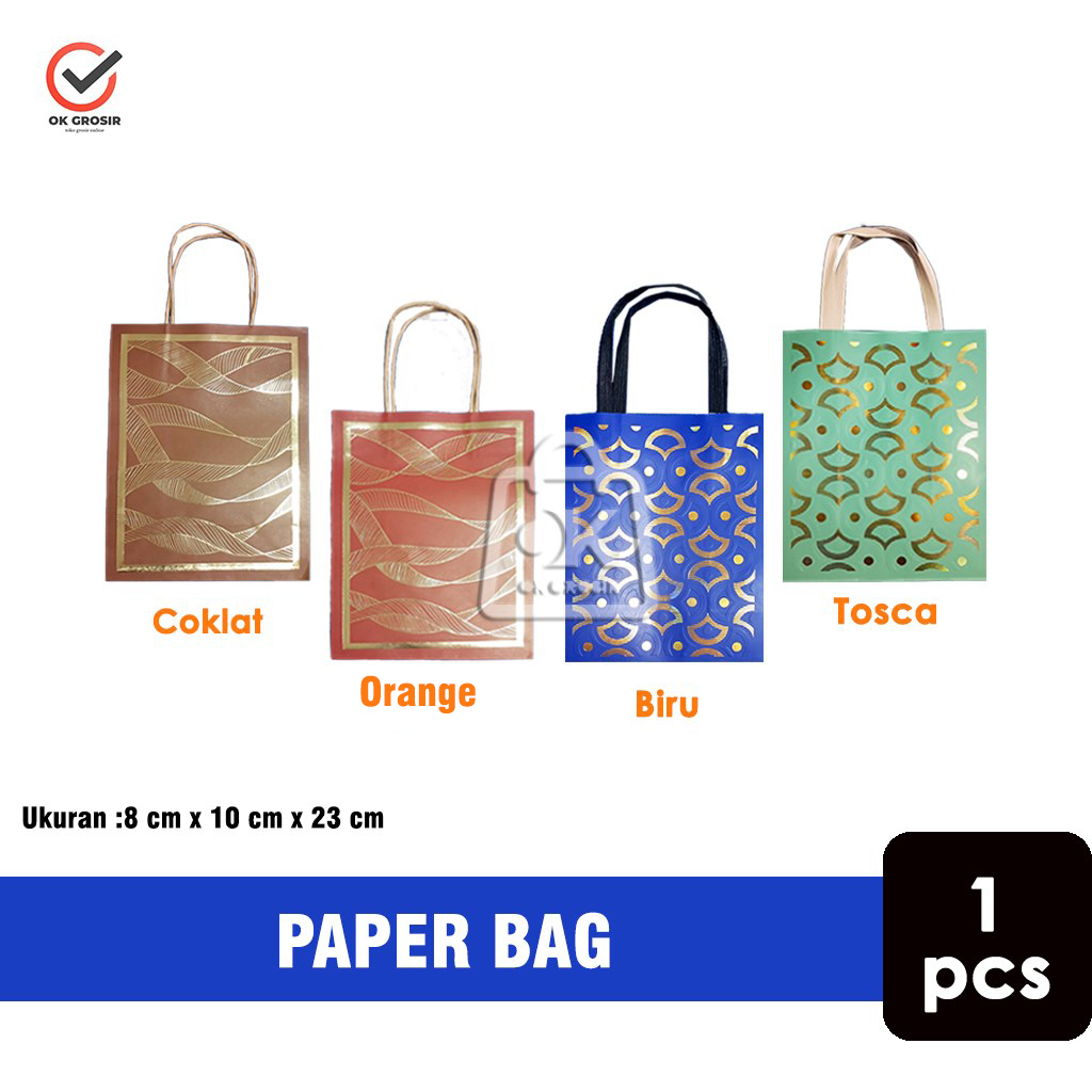 

Paper Bag Motif Polly Emas / Tas Kado / Goodie Bag Hampers (1 Pcs)