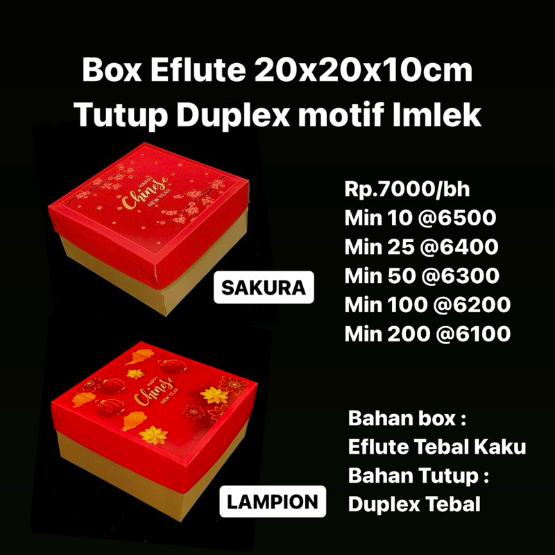 

Box Eflute 20x20x10cm Tutup Duplex motif Imlek
