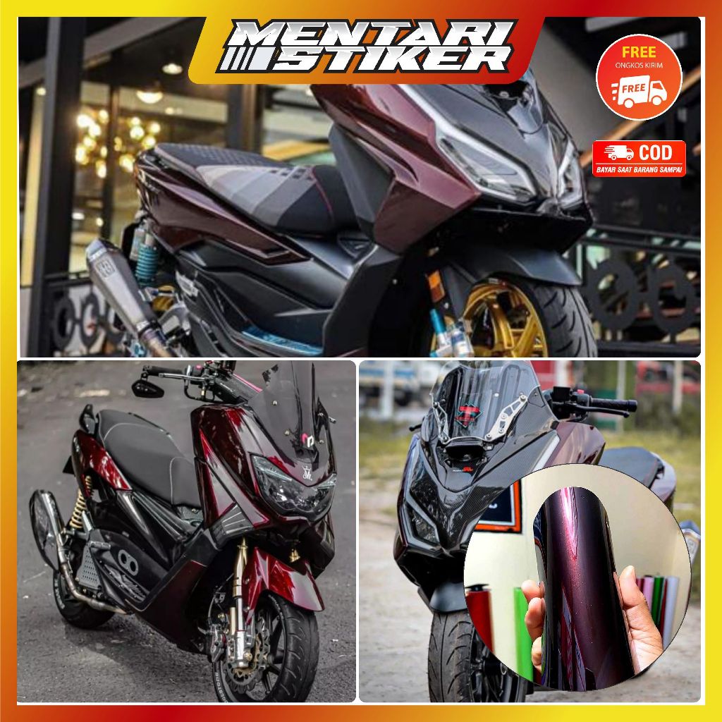 STICKER SCOTLITE HITAM LEMBAYUNG MERAH MOONLIGHT RED STIKER SKOTLET MOTOR MERAH LEMBAYUNG PREMIUM