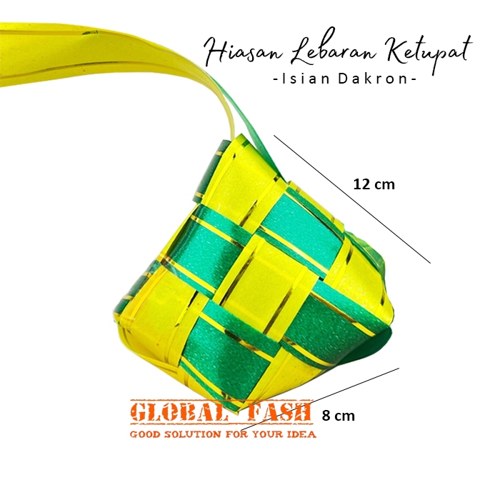 

ketupat lebaran jumbo dakron / ketupat Hiasan Parcel Hampers / ketupat pita list mas