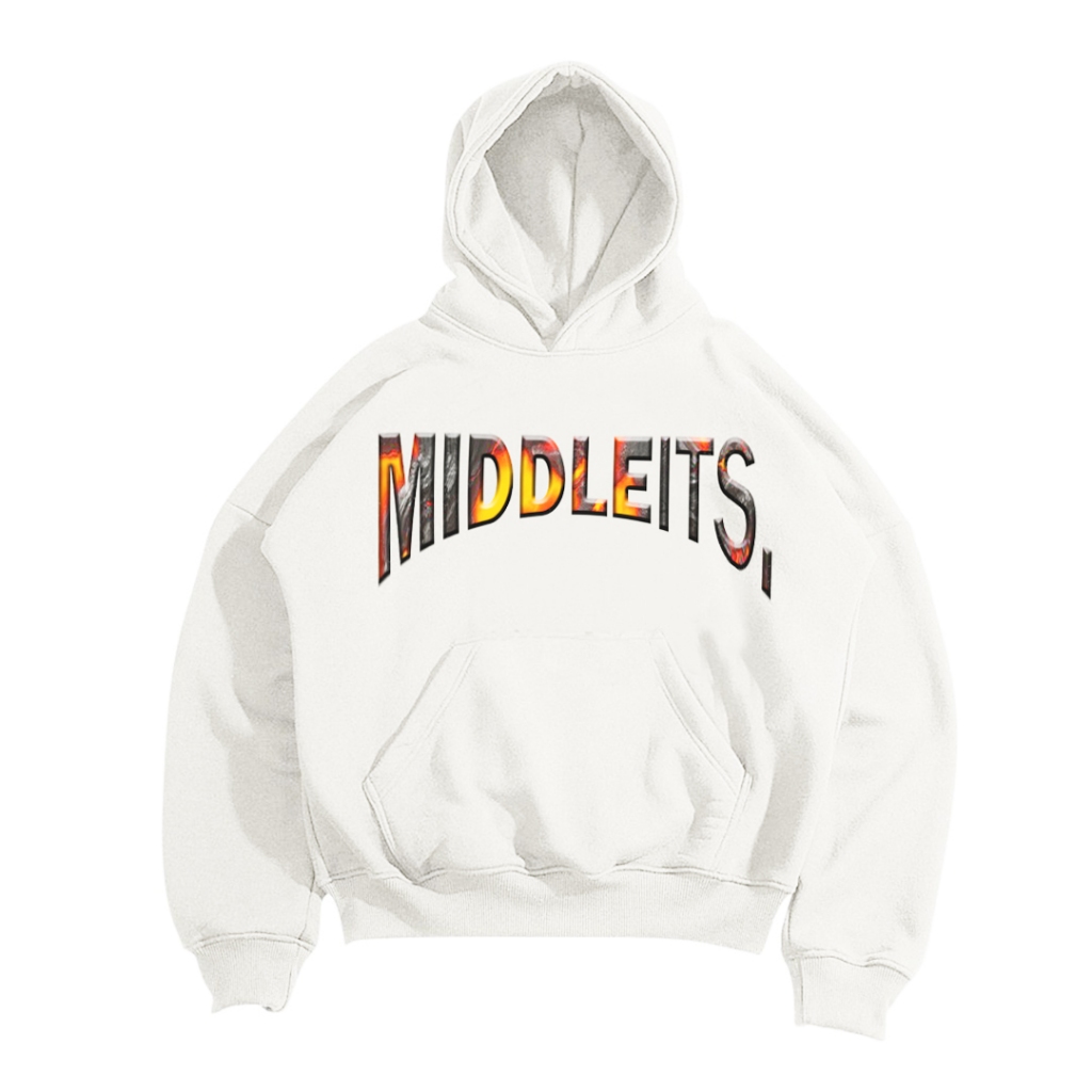 MIDDLEITS | HOODIE BOXY OVERSIZE | WHITE FIRE