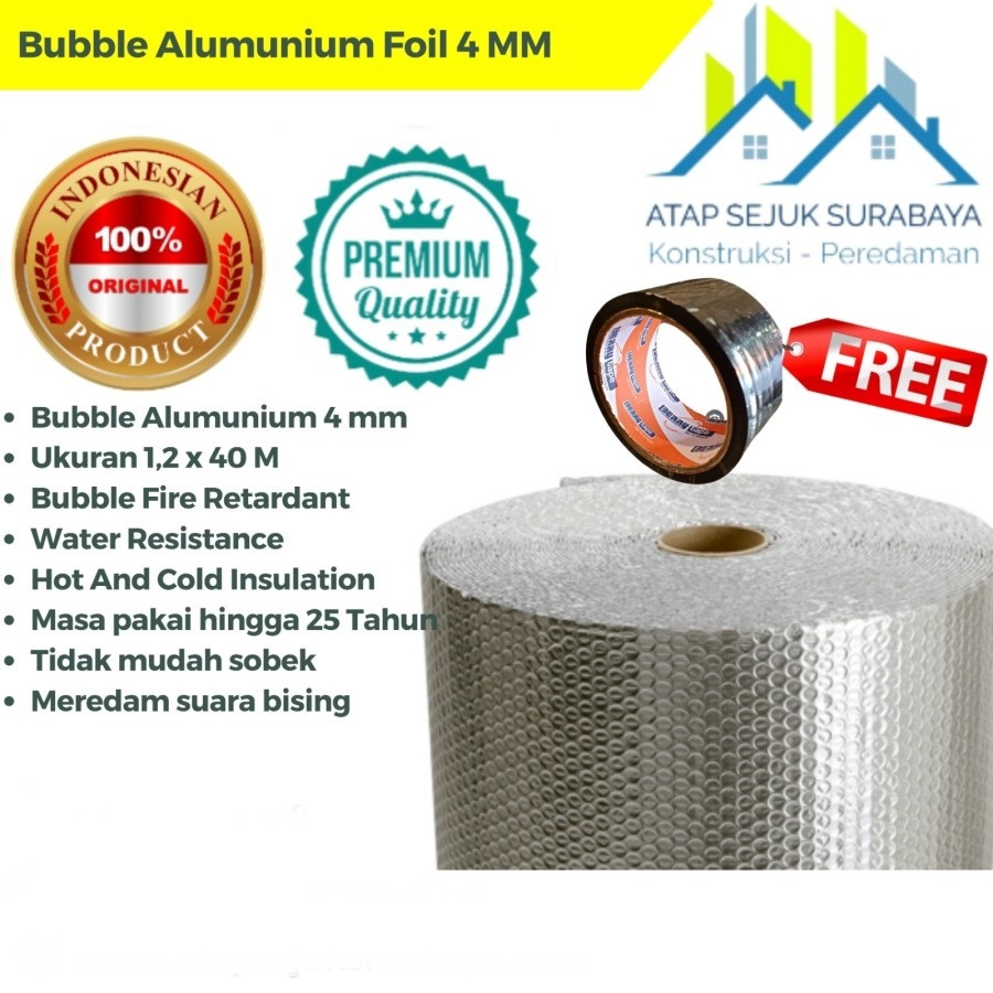 Peredam Panas Atap Gudang / Rumah Alumunium Bubble Foil Alumunium 4mm