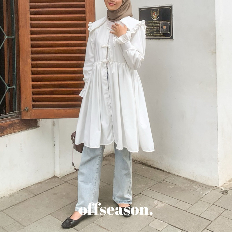 Ruffle Ribbon Outer / Tunik Outer Coquette /Tunik Pita / Dress Katun Wanita / Dress Korea / Midi Dre