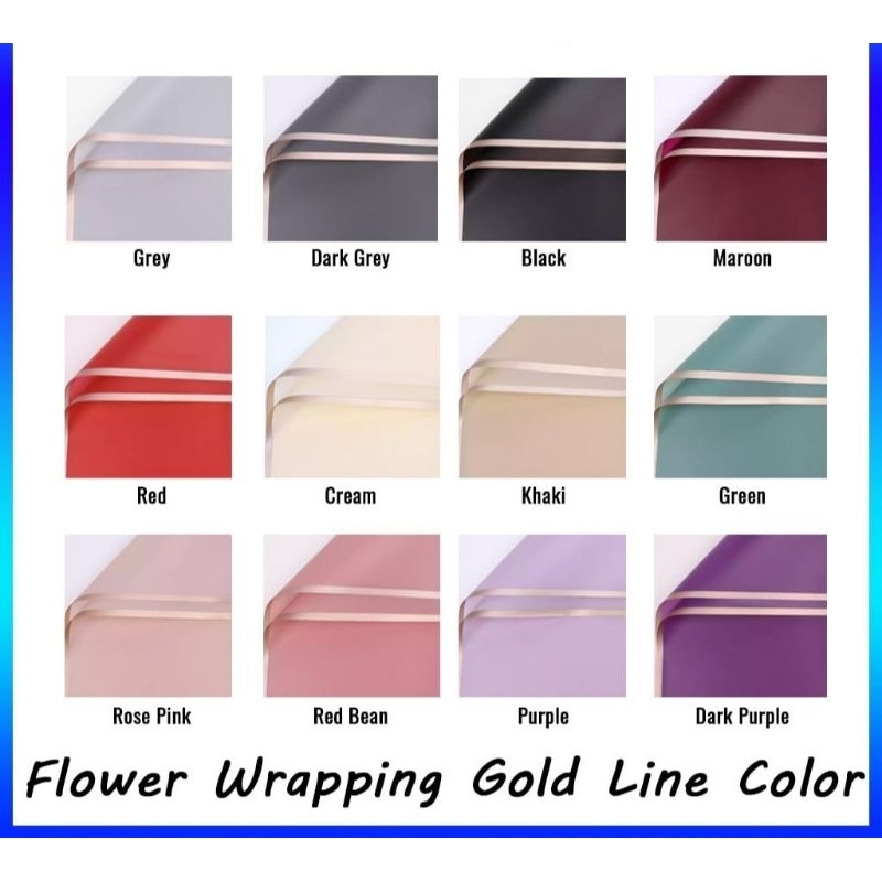 

Kertas bouquet ll flower Wrapping Chellophane gold line