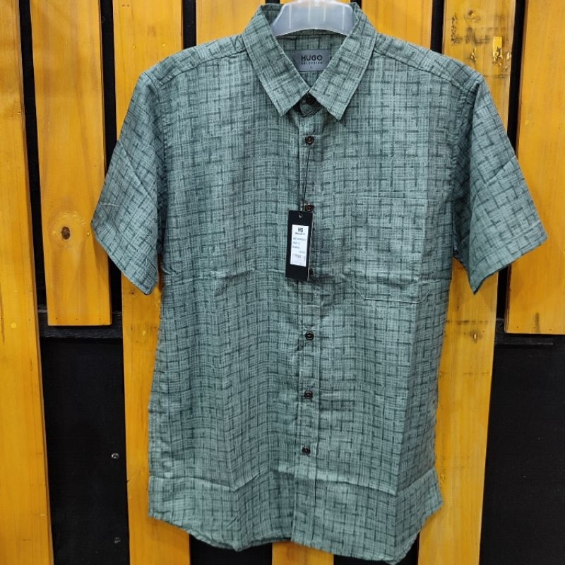 HUGO SELECTION ORIGINAL 010 Atasan Kemeja Pria Motif Lengan Pendek