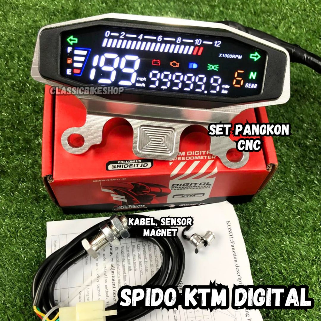 SPEEDOMETER KTM SPIDO KTM FULL INDIKATOR DIGITAL SPIDOMETER KTM SET PANGKON CNC RIDE IT