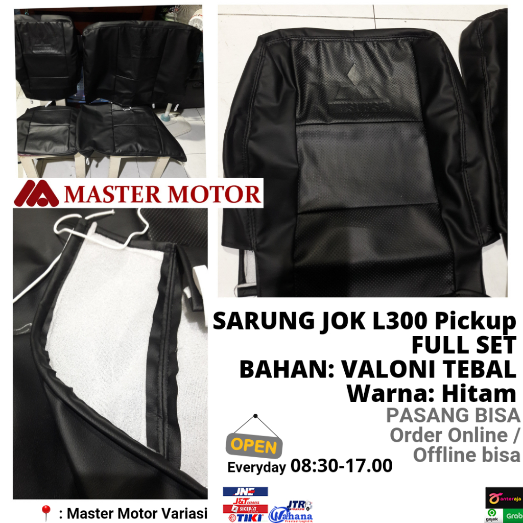Sarung Jok Mitsubishi L300 Pickup Hitam 1 set full Valoni Tebal - L 300 bungkus jog mobil