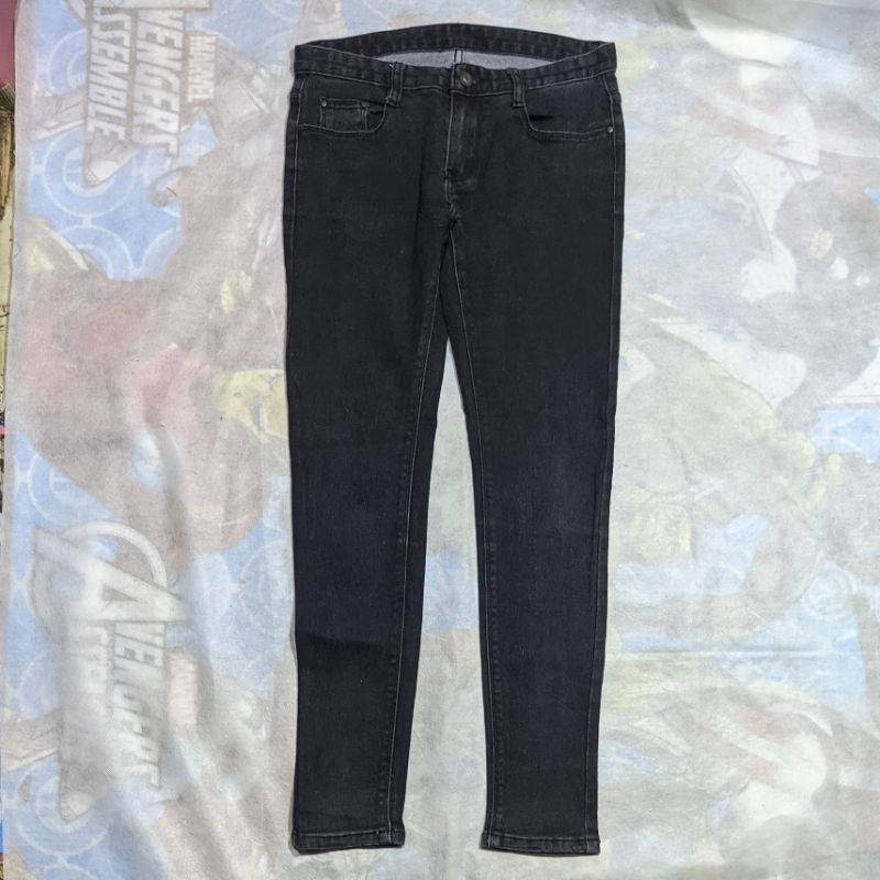 Celana Panjang Longpants Jeans Dark Grey Washed Skinny Second Preloved #CJ155