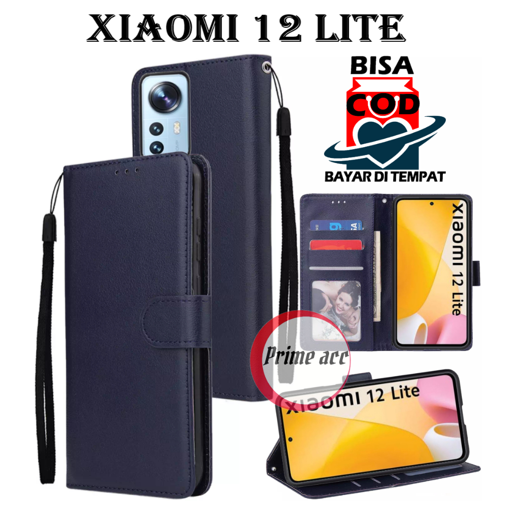 XIAOMI 12 LITE FLIP LEATHER CASE PREMIUM / FLIP WALLET KULIT UNTUK XIAOMI 12 LITE / SARUNG DOMPET KU