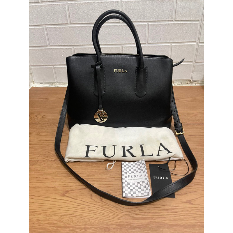 Tas Furla Tessa Satchel Black Preloved authentic