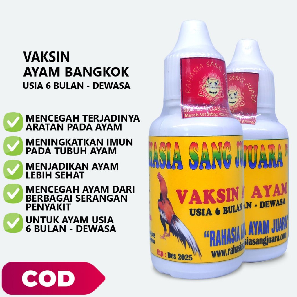 Ratoo Vaksin Ayam Mecegah Ayam Agar Tidak Terkena Virus Untuk Ayam Usia 0-6 Bulan