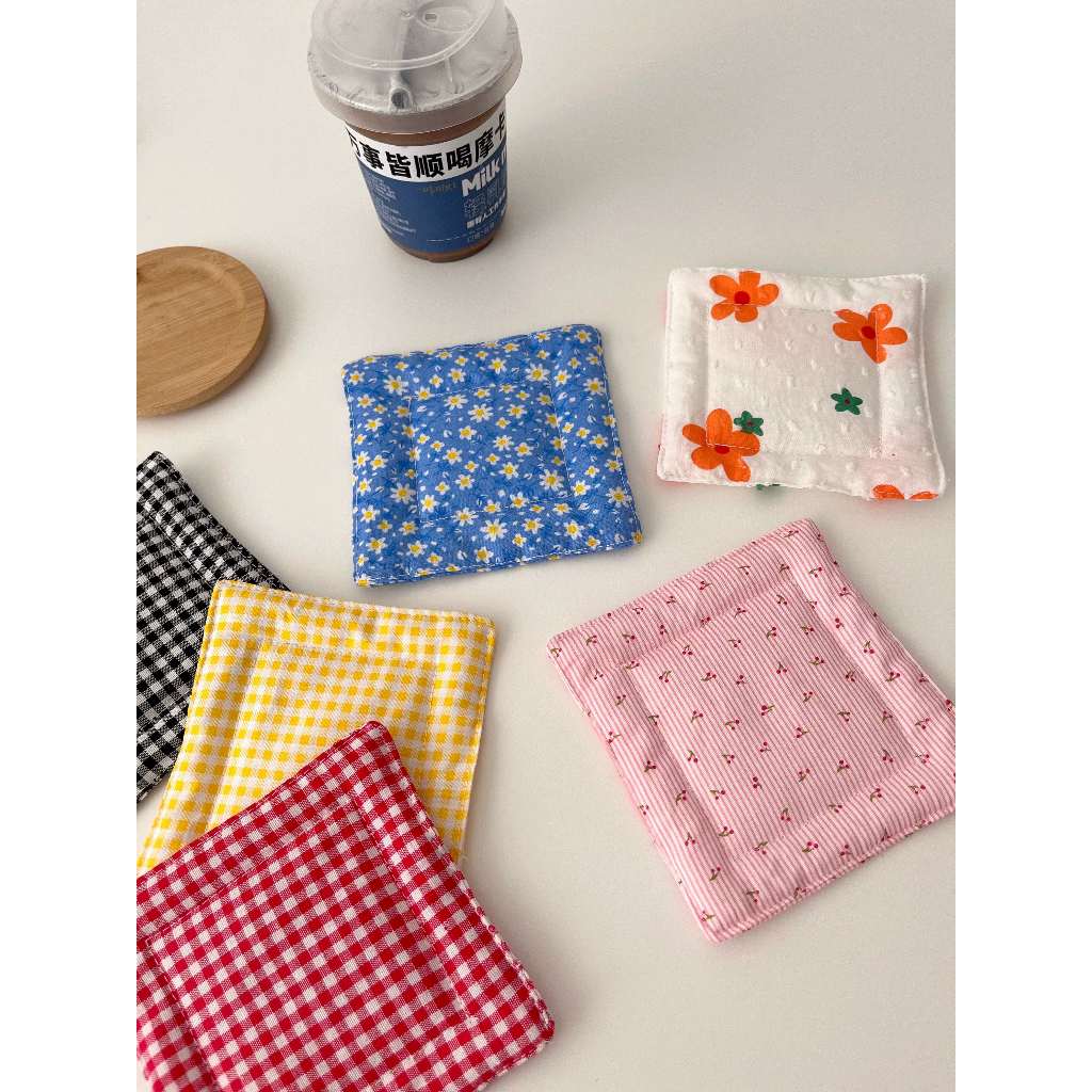 Pretty Flower Coaster (11x11 CM) /Aesthetic Cotton Coaster/Aesthetic Korean Style Coaster/Home Cafe 