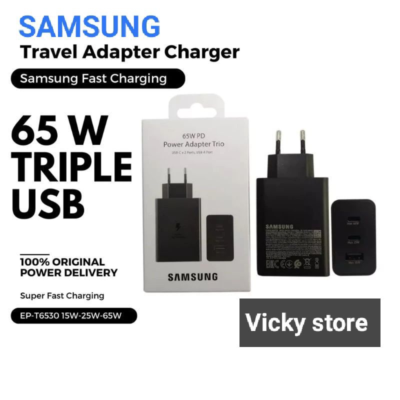 Kepala charger adaptor Samsung S20 FE S21 FE S23 FE Original 65W PD super fast Charger