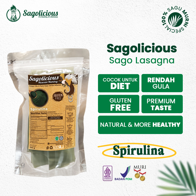 

Sagolicious - Spirulina - Lasagna sagu Kering Spirulina
