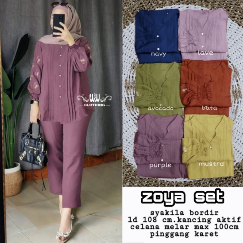 Limited Zoya Ld 110 & Xxl Ld 130 Jumbo One Set Bordir Cringkel Airflow / Setelan Bordir