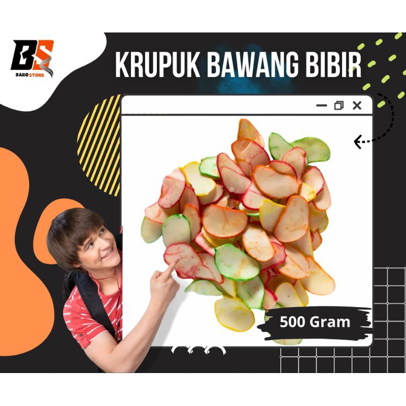 

Krupuk Rasa Bawang Bentuk Bibir Berat 500 Gram