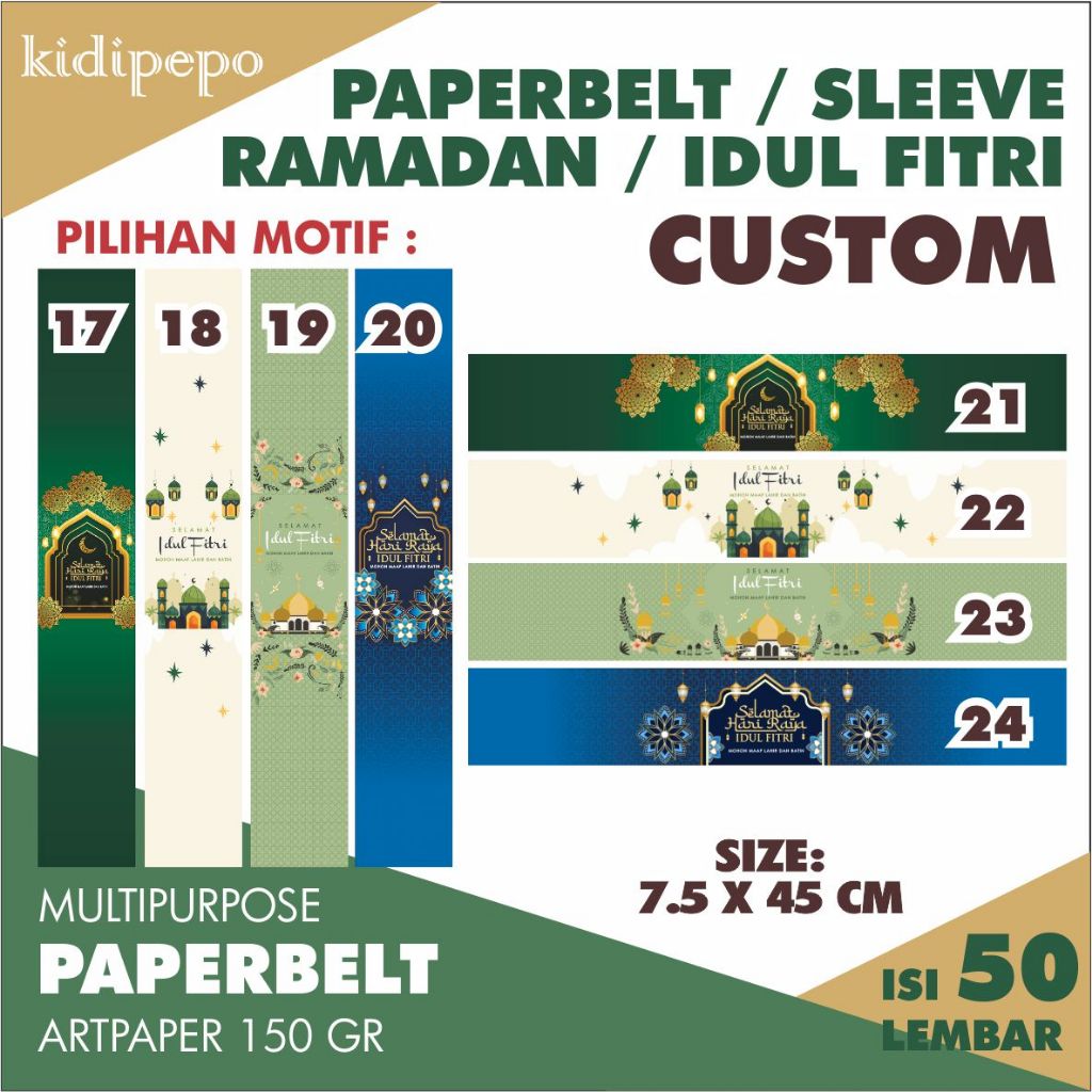 

PAPERBELT / SLEEVE IDUL FITRI CUSTOM - ISI 50 LEMBAR