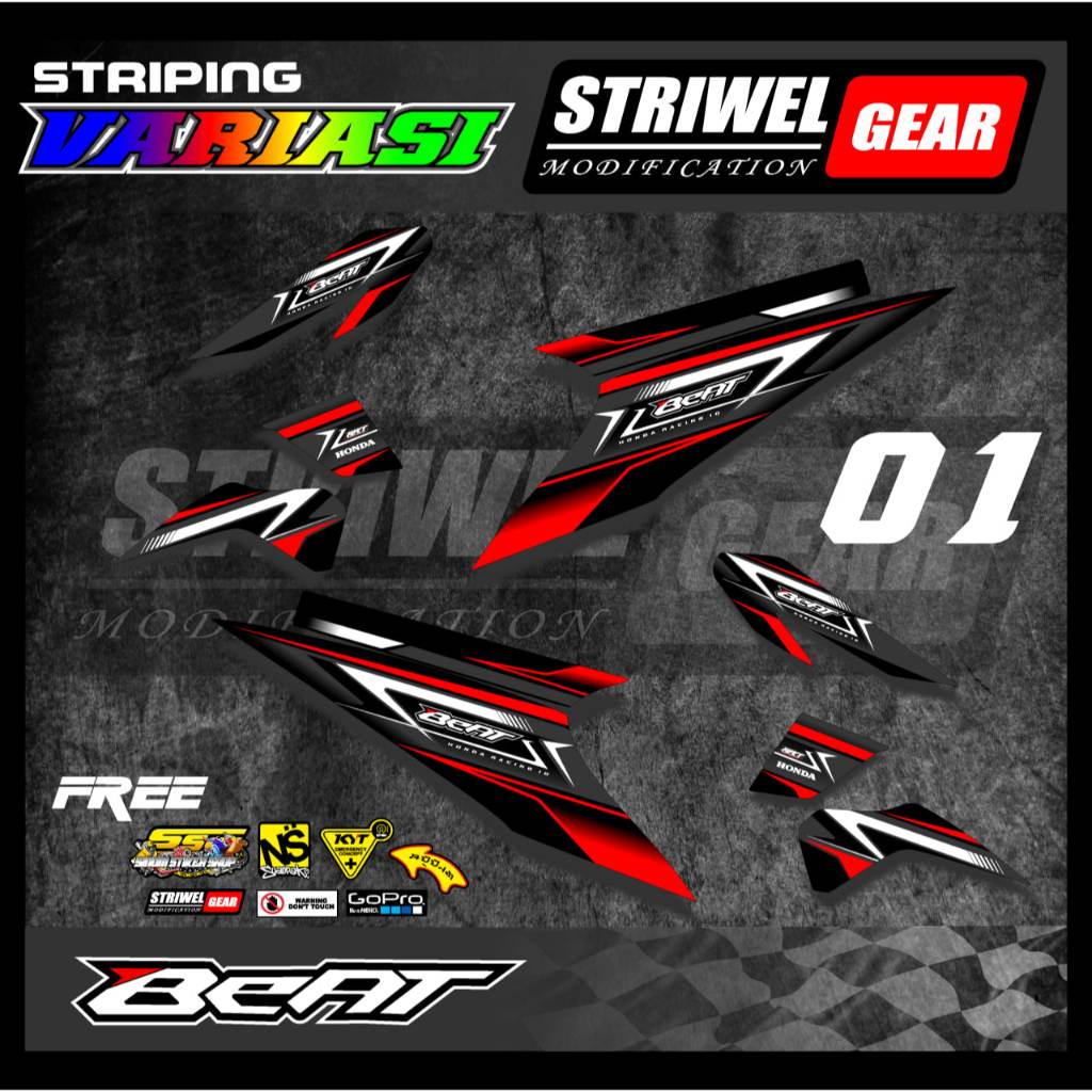 Beat Karbu Stiker List Striping Hologram Honda Beat Karbu Road Race 01