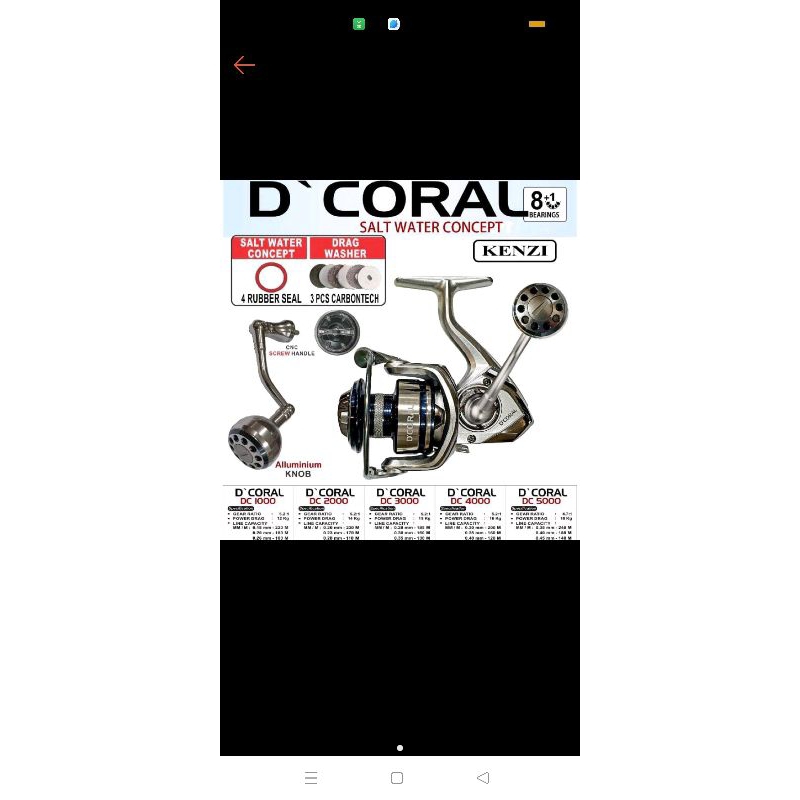 Reel kenzi D coral 1000 power handle