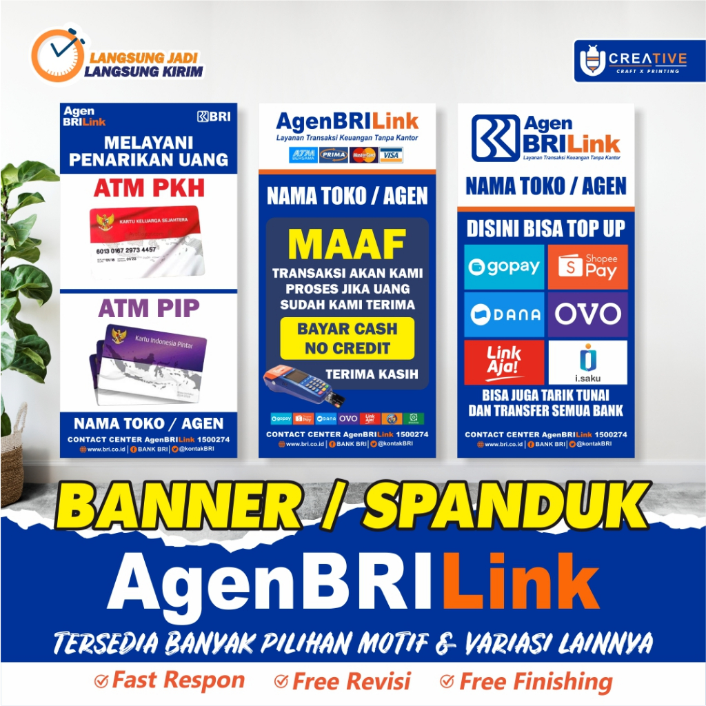 Spanduk Banner Konter / Agen BRILink (Ukuran 50x100cm)