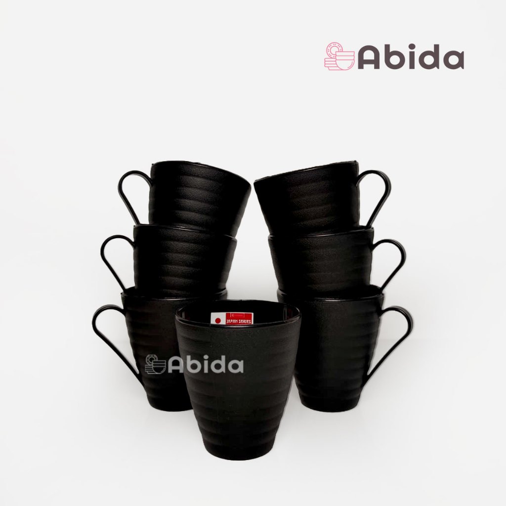 Abida 1 Lusin Gelas Plastik 400 ml Japan Series - Cangkir Plastik Lusinan - Gelas Gagang Plastik Lus