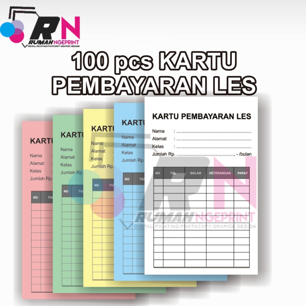 

100pcs Kartu PEMBAYARAN LES