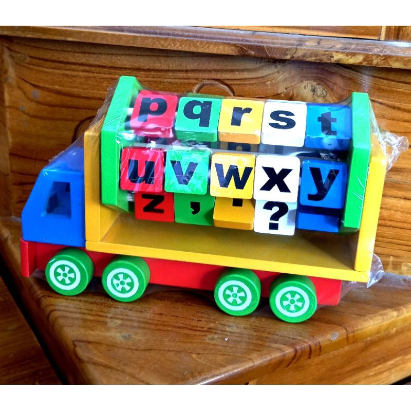 Truck Putar Huruf//Mainan Kayu Edukasi Anak