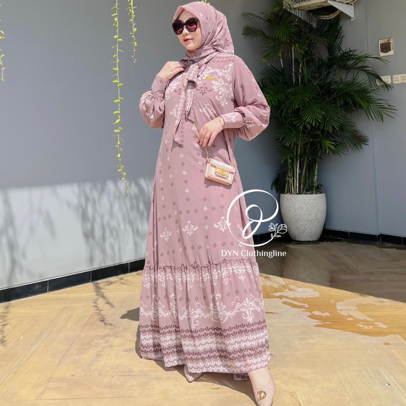 DYN Clothing Leona Dress FREE HIJAB - Gamis wanita Simple - Fashion Muslim - Gamis set Hijab-4