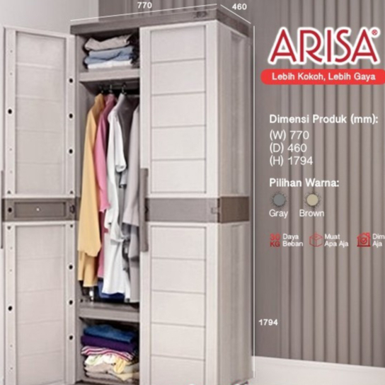 Lemari Pakaian Plastik Minimalis Dua Pintu Arisa CA 202 A Original