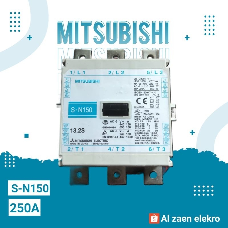kontaktor mitsubishi type s-n150 250a coil 220v