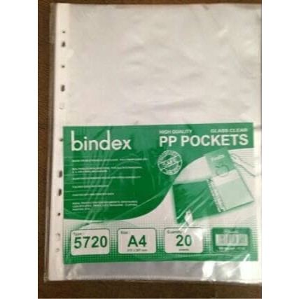 

PP Pockets BINDEX 5720 Ukuran A4 Isi 20 lembar.