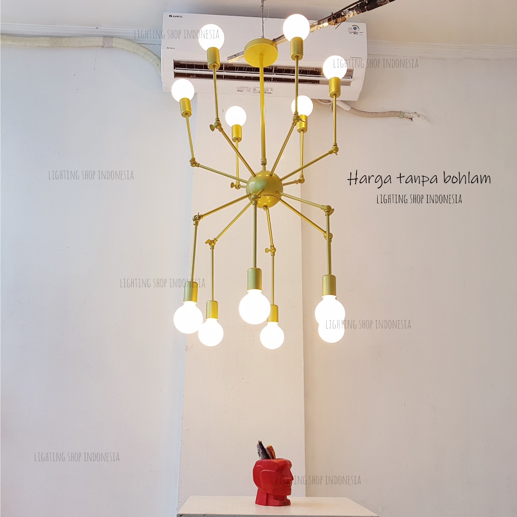 Lampu gantung hias gold 12lampu meja makan island lampu kamar bedroom
