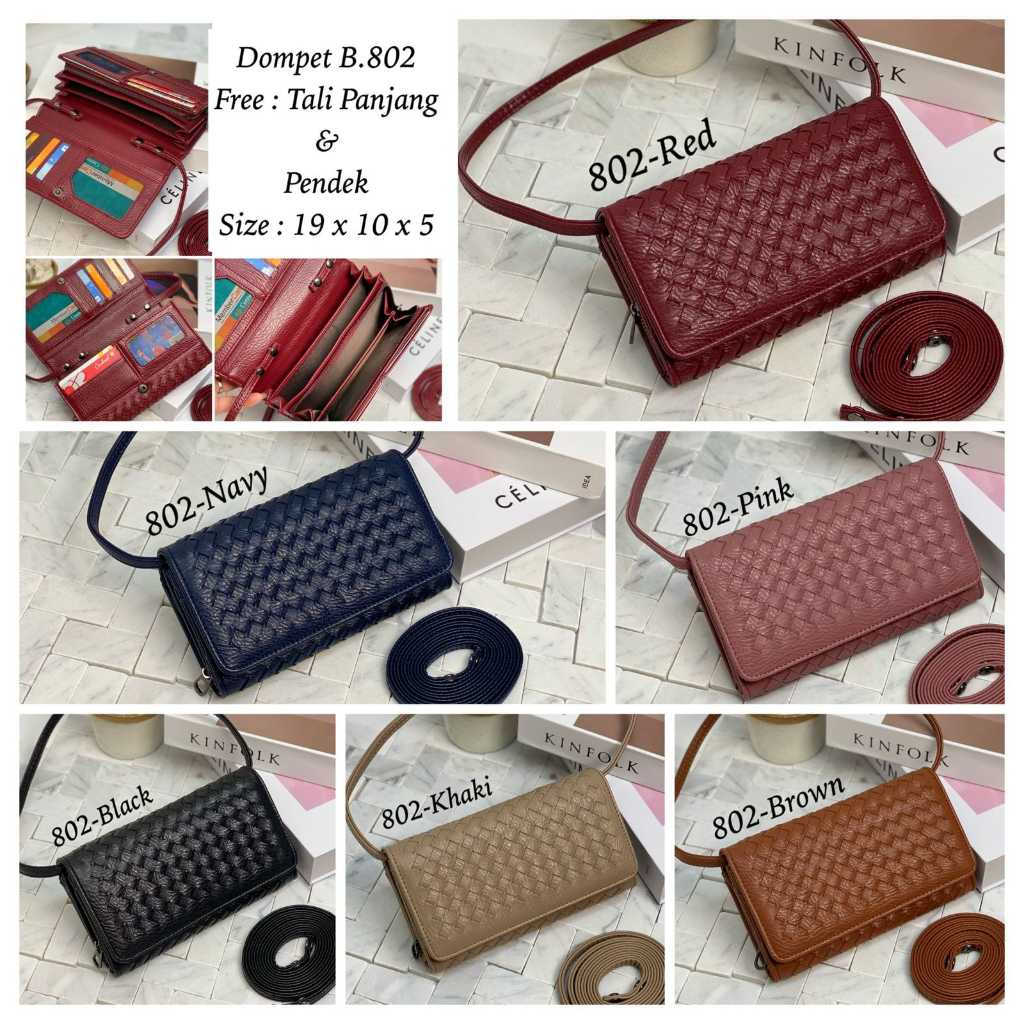 dompet wanita import b.802 uk.19x10x15cm free tali panjang dan pendek