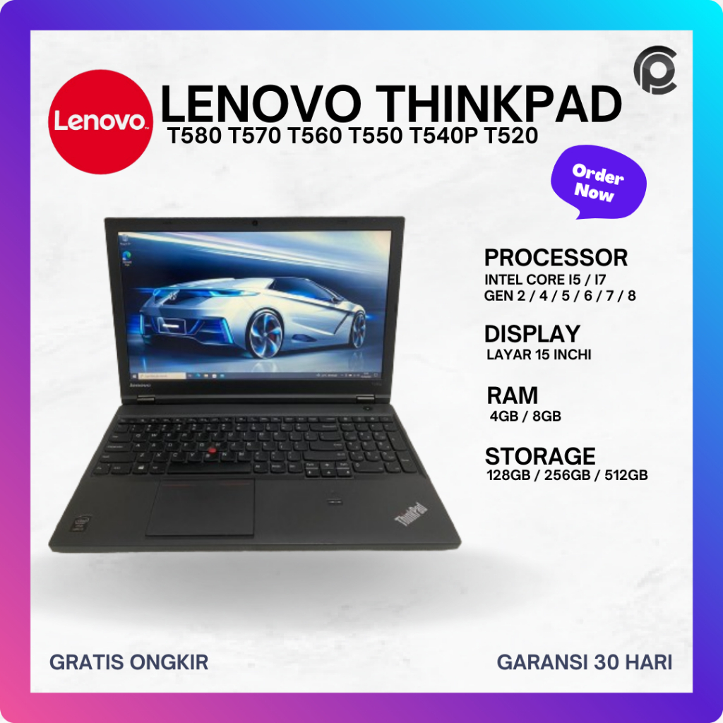 Lenovo Thinkpad T580 T570 T560 T550 T540P T520 T590 i5 i7 gen 6 gen 7 gen 8 Laptop Bekas Terawat Sek