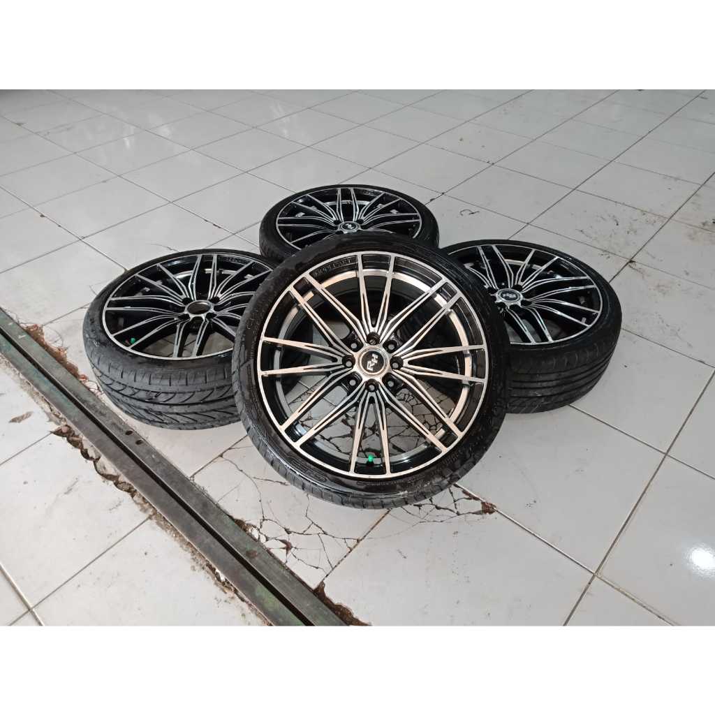 paketan velg mobil racing ring 17 pcd 4x100/114 ban 205 45 r17 untuk brio jazz vtec sirion nissan ma