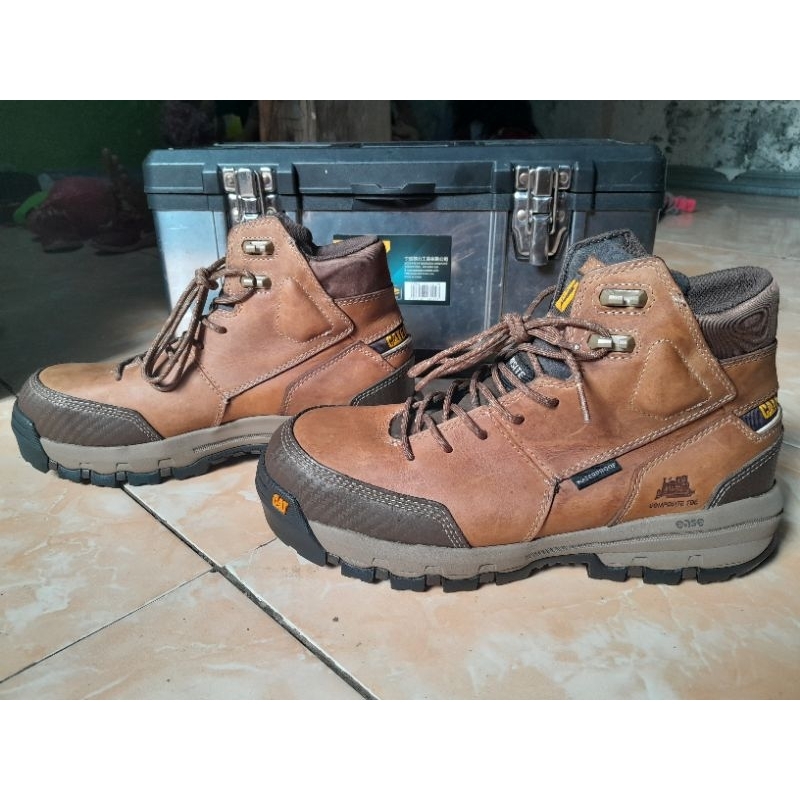 Sepatu Safety Caterpillar Device CT Waterproof Dark Beige Original Caterpilar