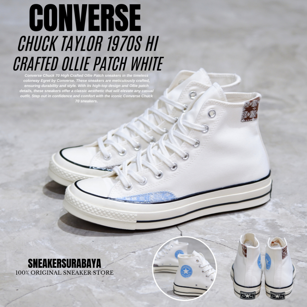 CONVERSE CHUCK TAYLOR 1970S HI CRAFTED OLLIE PATCH WHITE CT 70 CT 70S