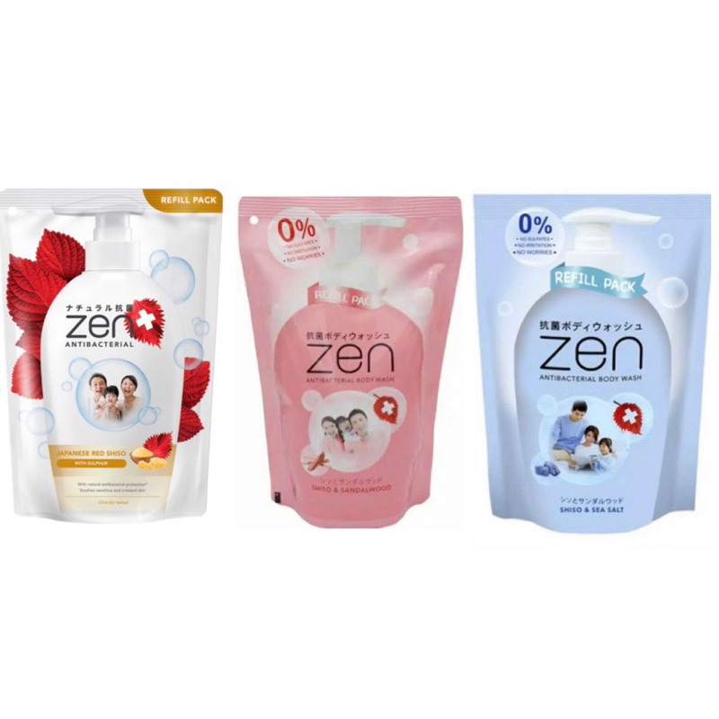ZEN Antibacterial Body Wash Refill 400ml /  BOTOL 500ml- Sabun Mandi Cair