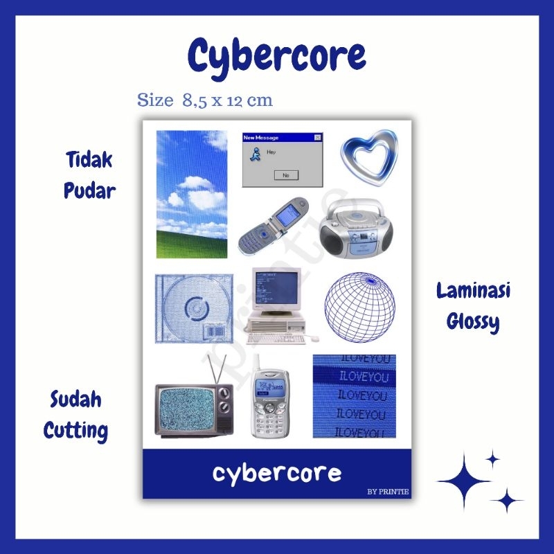

[1 lbr] kisscut stiker aesthetic cybercore, y2k deco