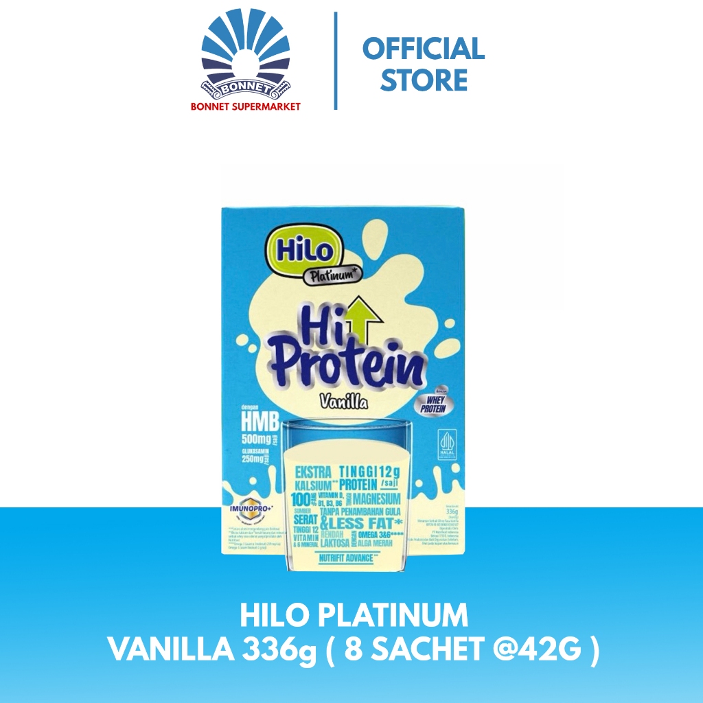 

HiLo Platinum + HMB Vanilla 336g (8 Sachet @42g) - Susu Tinggi Protein Jaga Massa Otot Usia Dewasa