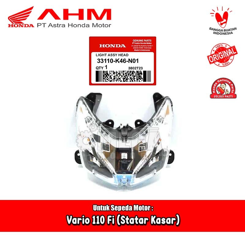 Reflektor Mika Lampu Depan Head Light Honda Vario 110 Fi Stater Kasar Original AHM 33110-K46-N01