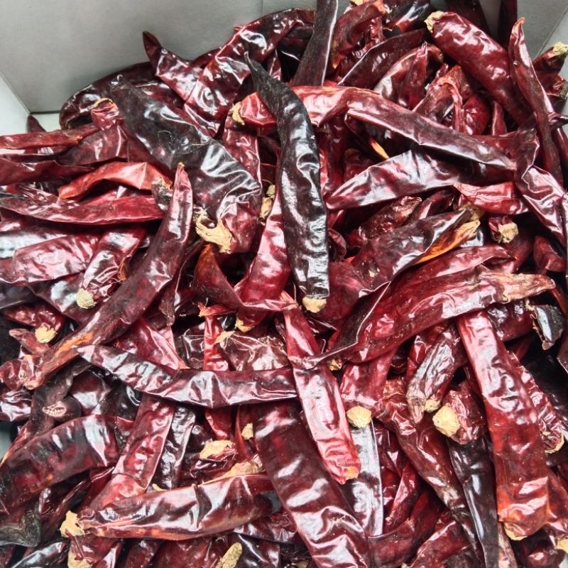 

100gram cabe merah besar kering kwalitas super. Tampa tangkai.